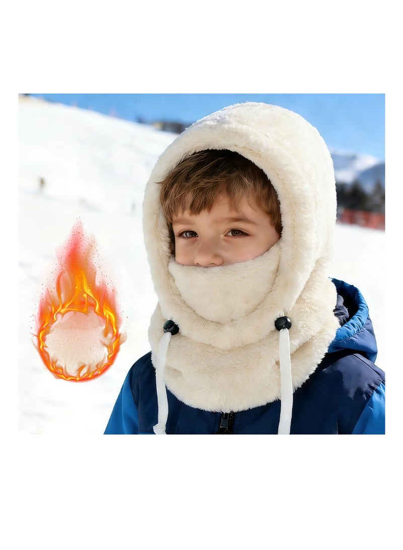 بينكو كمامات واند برووف، باليكلاڤا حرارية من الفراء، مع خيط تضبط، قبعة سنيود، دافئ للرقبة، سنيود حراري للفناء والجليد، للزِّلّة، ركوب التزلج على الثلج، ركوب الدراجات النارية، المشي في البرية، العمل في الهواء الطلق (الحجم M، الأبيض) - Image 1